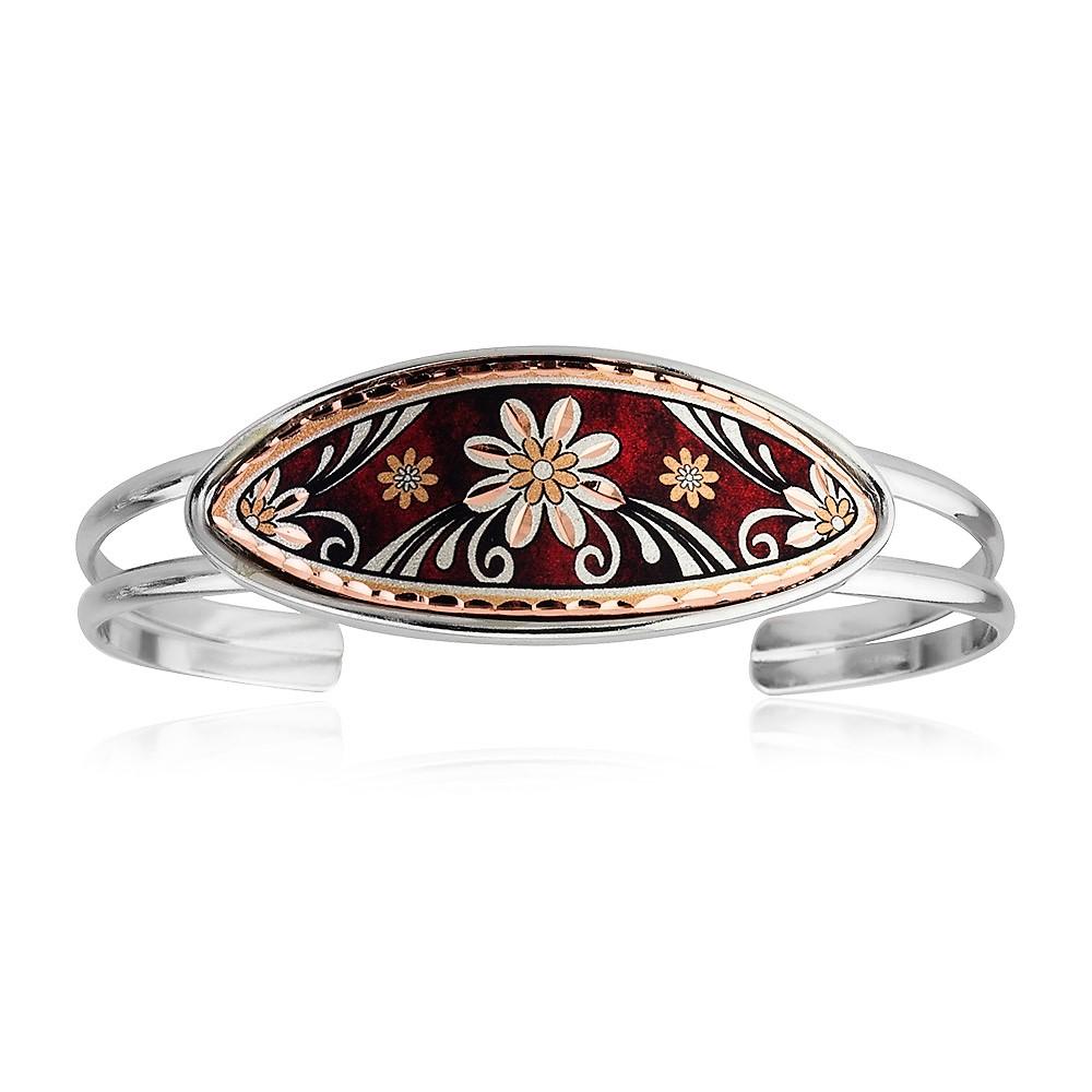 Red floral design wire bracelet
