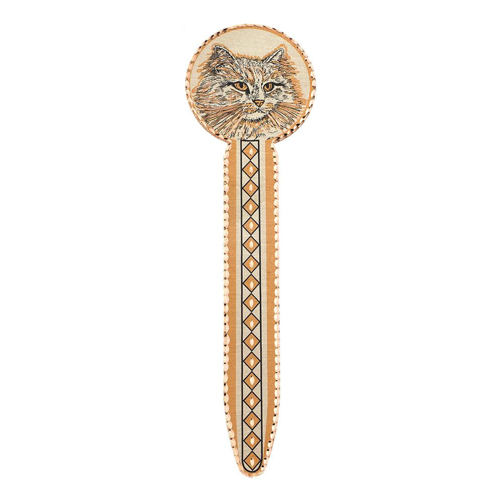 White cat design handmade copper bookmark
