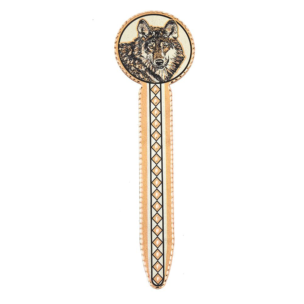 Wolf design handmade copper bookmark