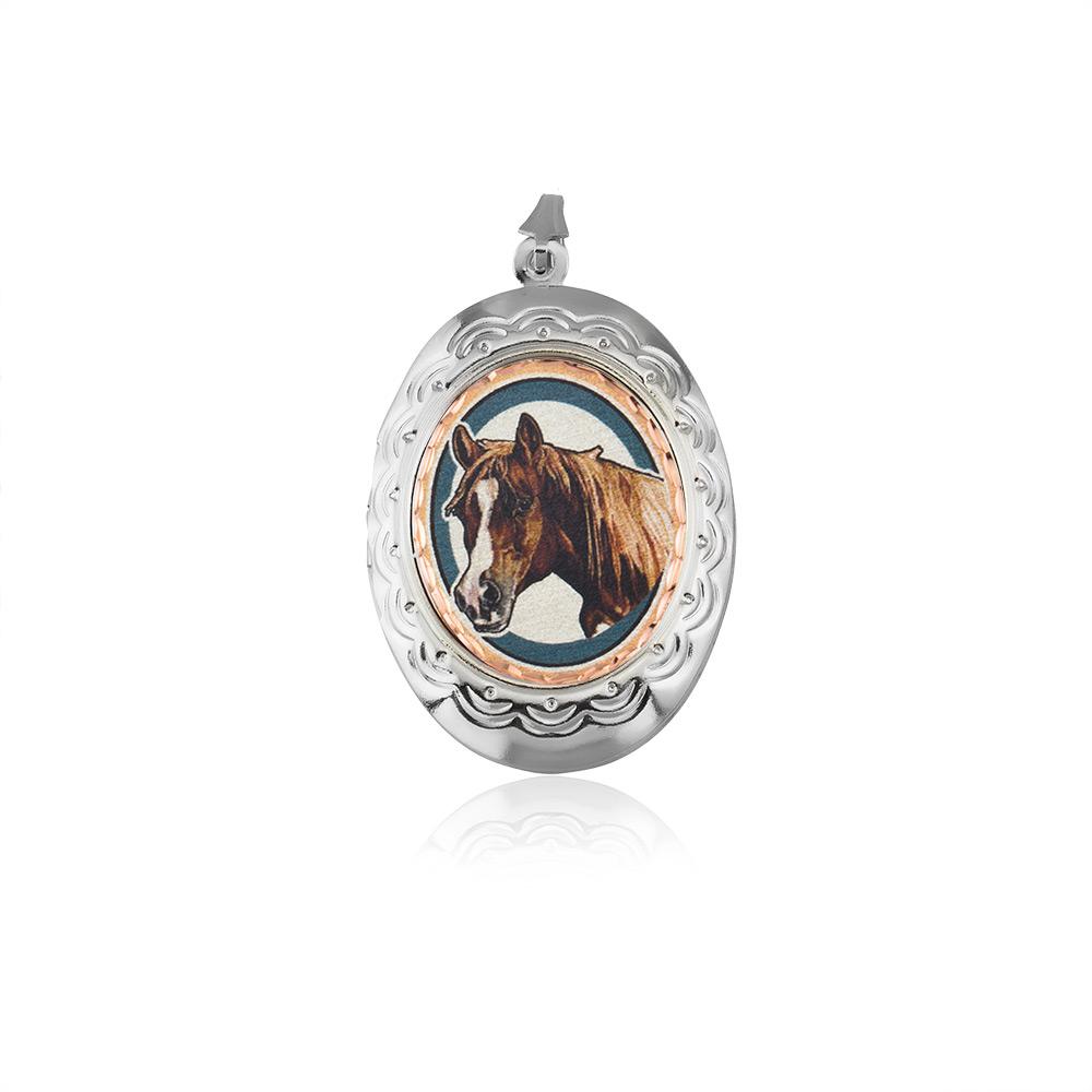 Horse design handmade copper locket