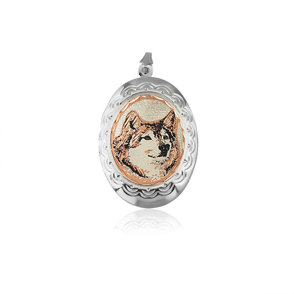 Wolf design handmade copper locket - copperarts