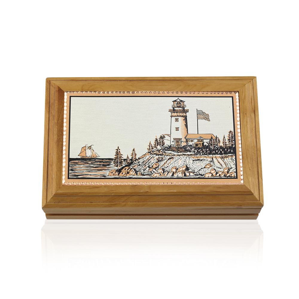 Light house design handmade copper wooden box