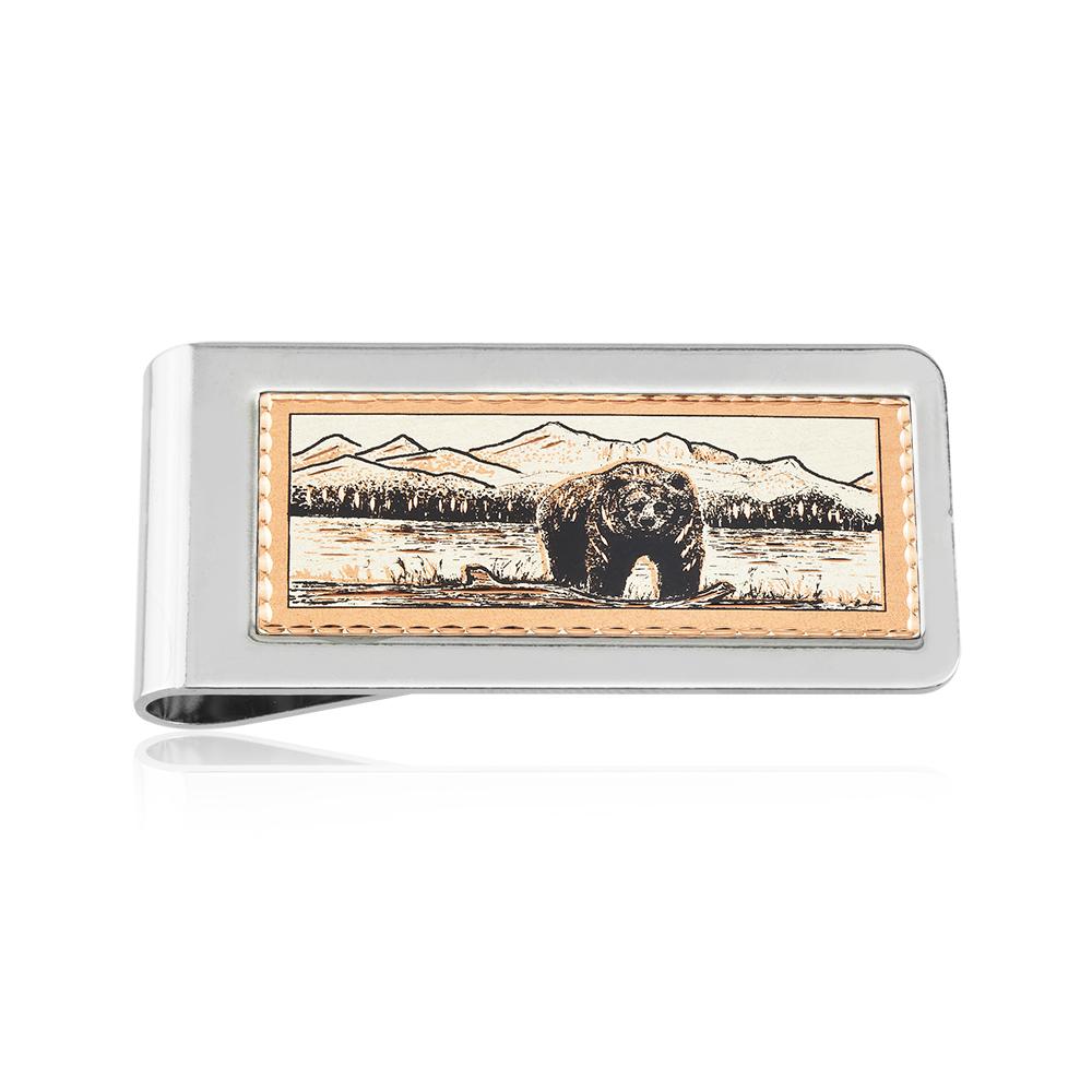 Grizzly bear design handmade copper money clip