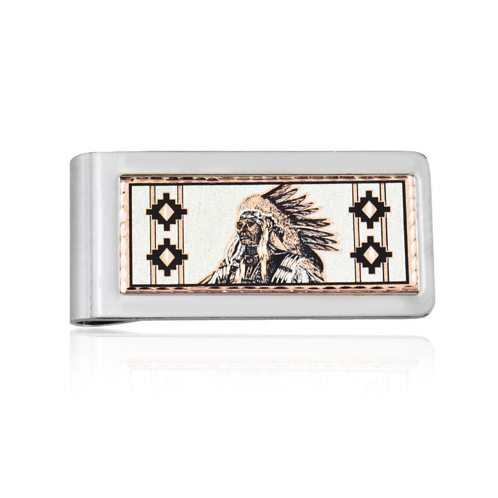Native american design handmade copper money clip