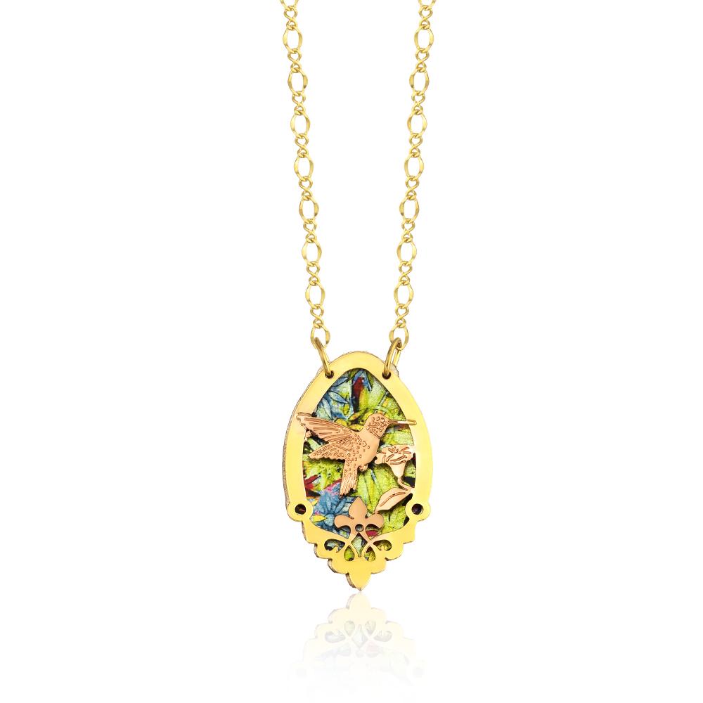Hummingbird design handmade copper 3d design necklace