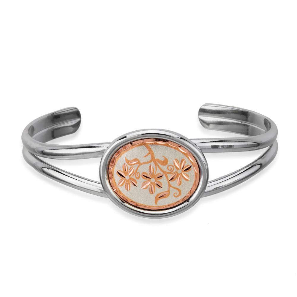 Silver floral design bracelet