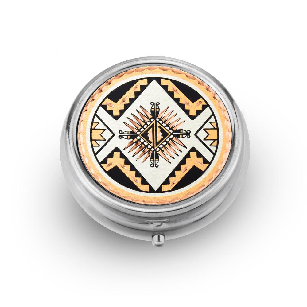Southwestern sunburst design pill box