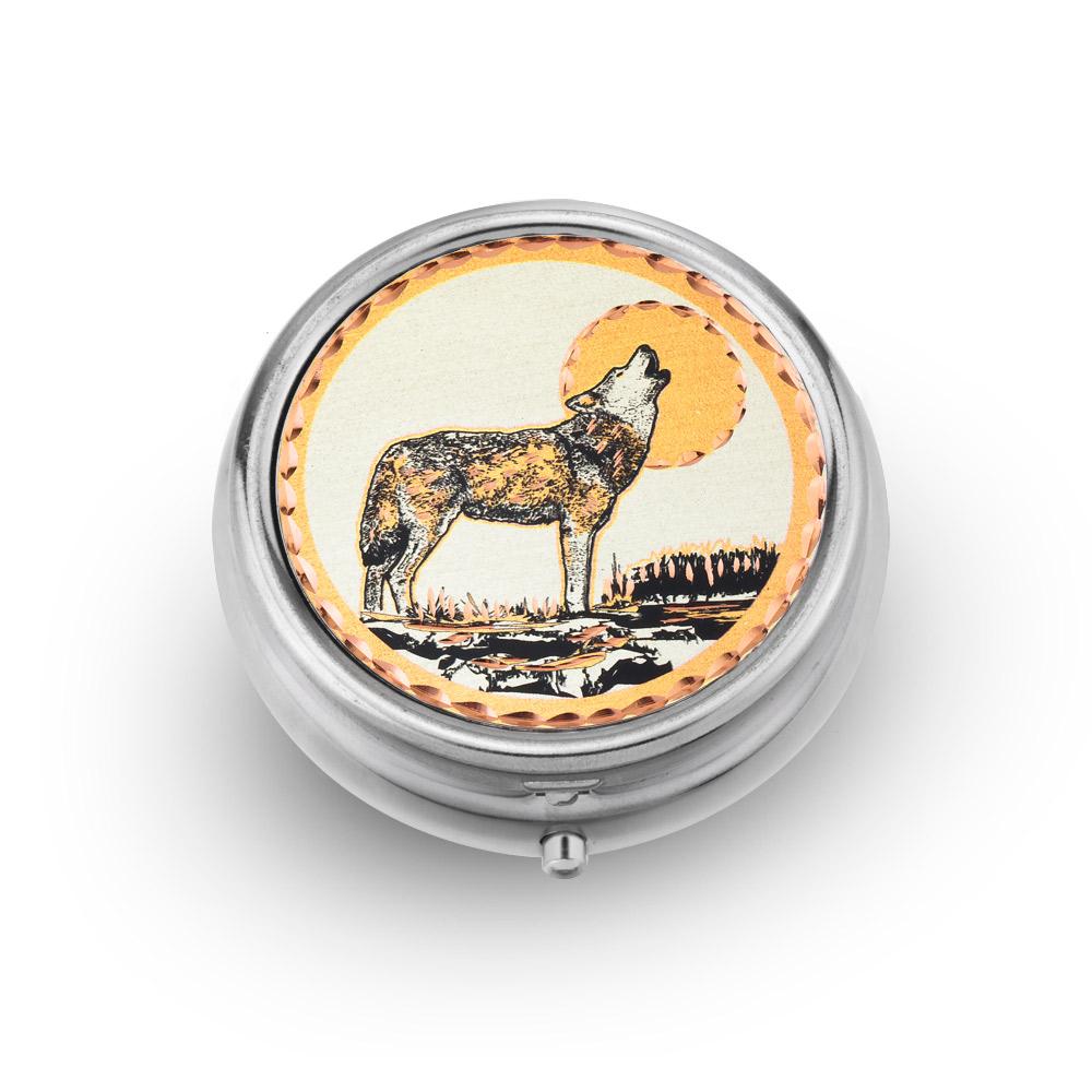 Howling wolf design pill box