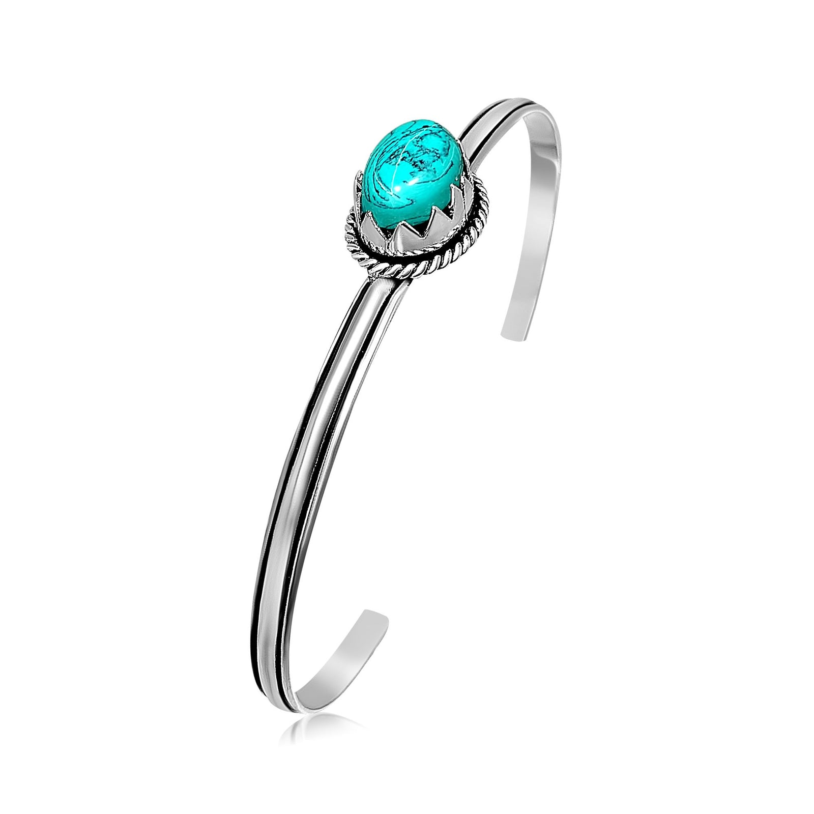 Silver color turqoise adjustable bracelet