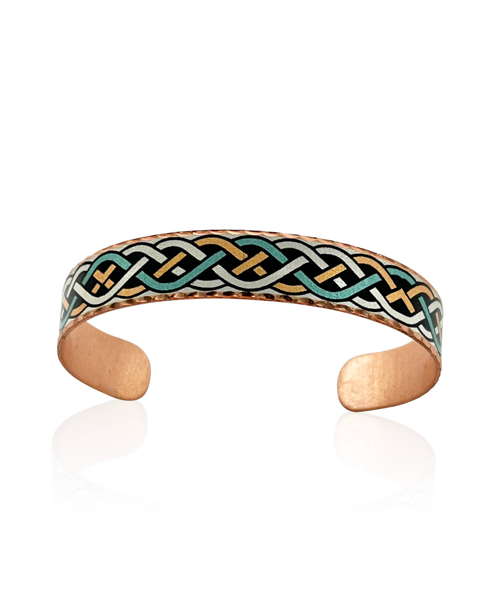Irish knot design green silver rose gold bracelet