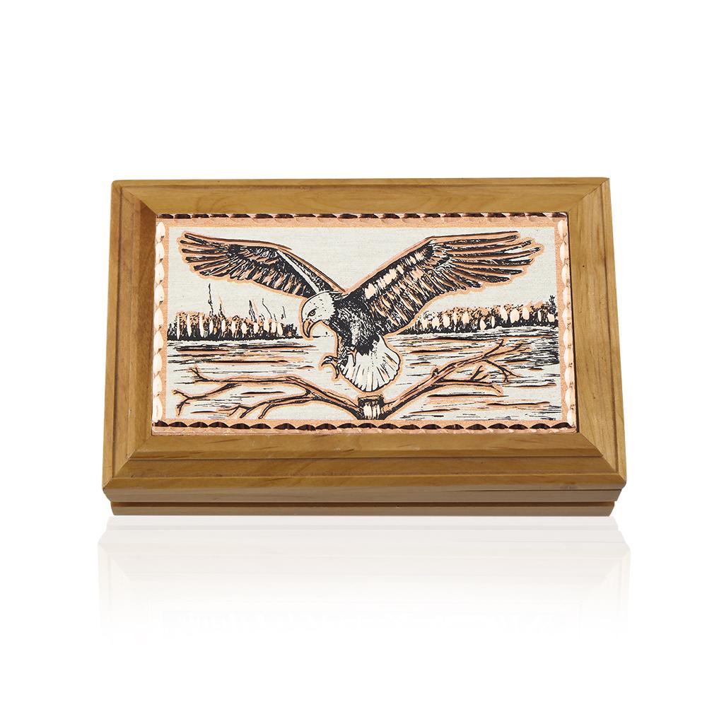Eagle design handmade copper wooden box