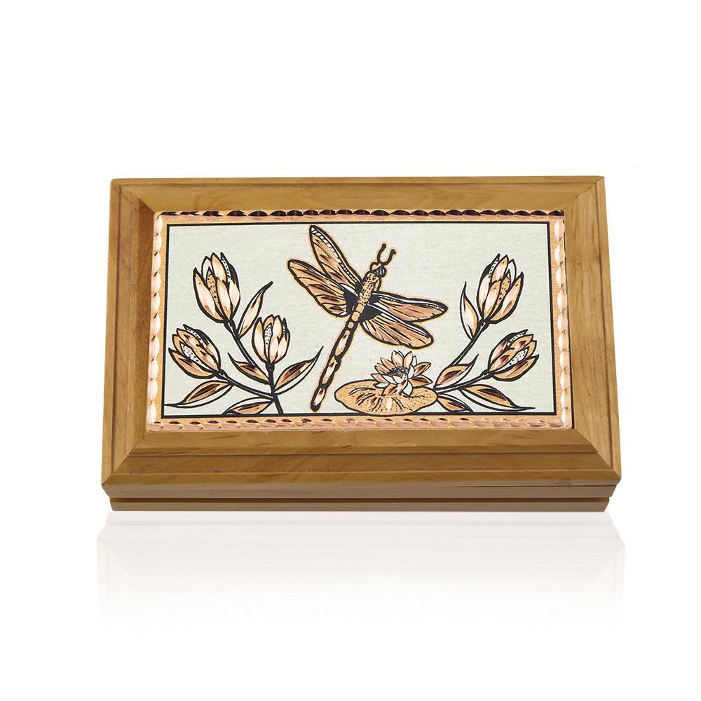 Dragonlfy design handmade copper wooden box