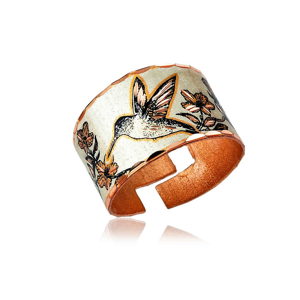 hummingbird design adjustable handmade ring