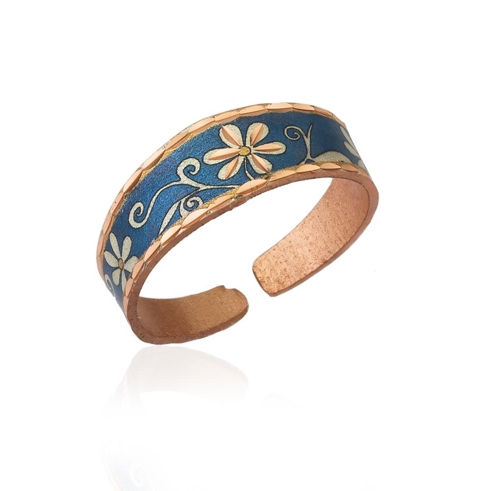 Blue floral design ring