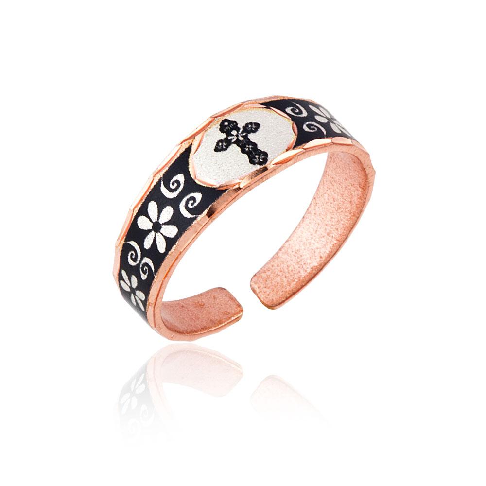 Floral cross design ring