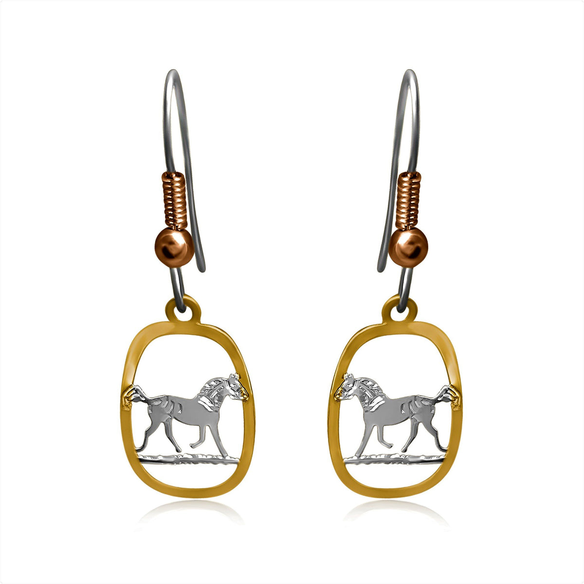 Horse silver and gold tiny earrings
