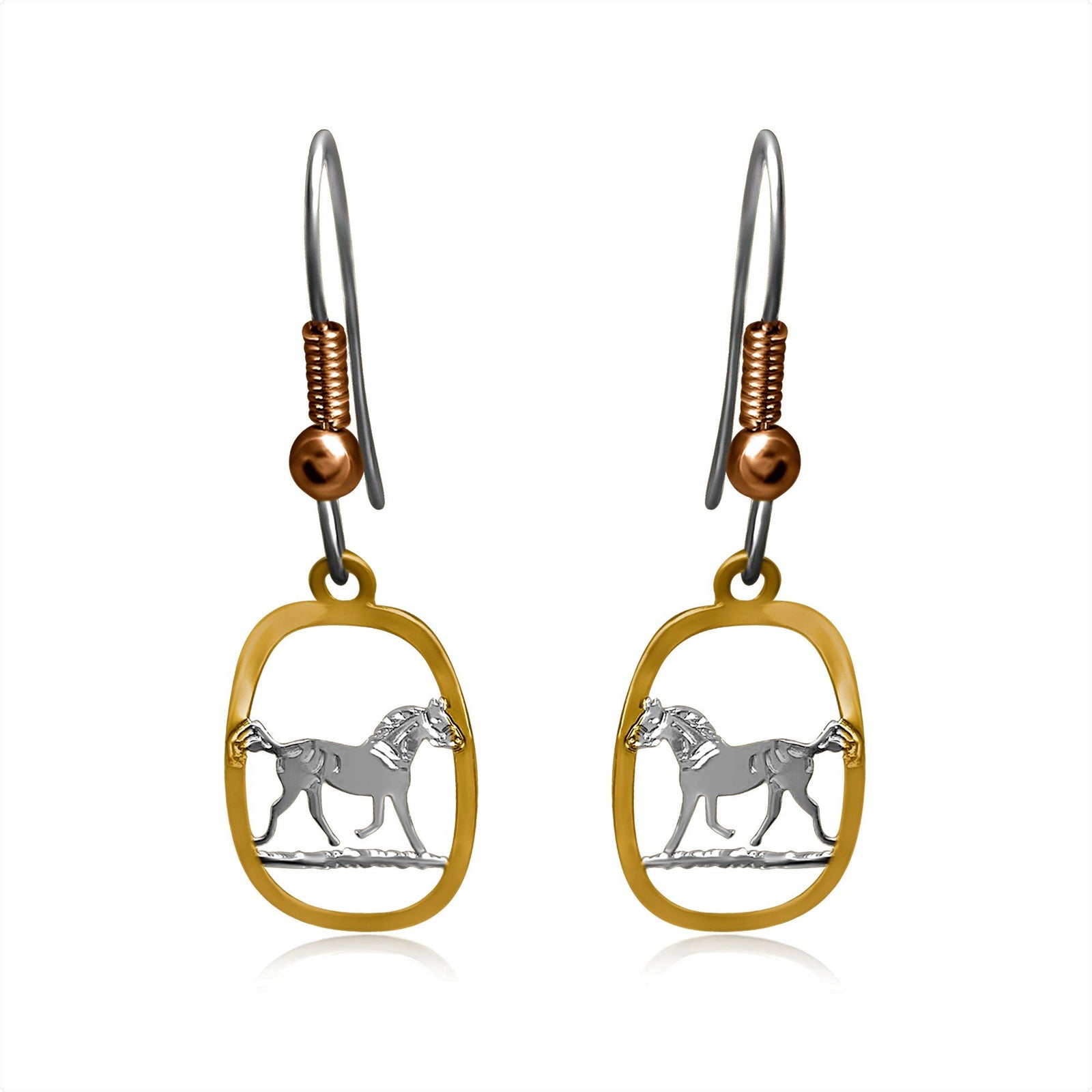 Horse silver and gold tiny earrings