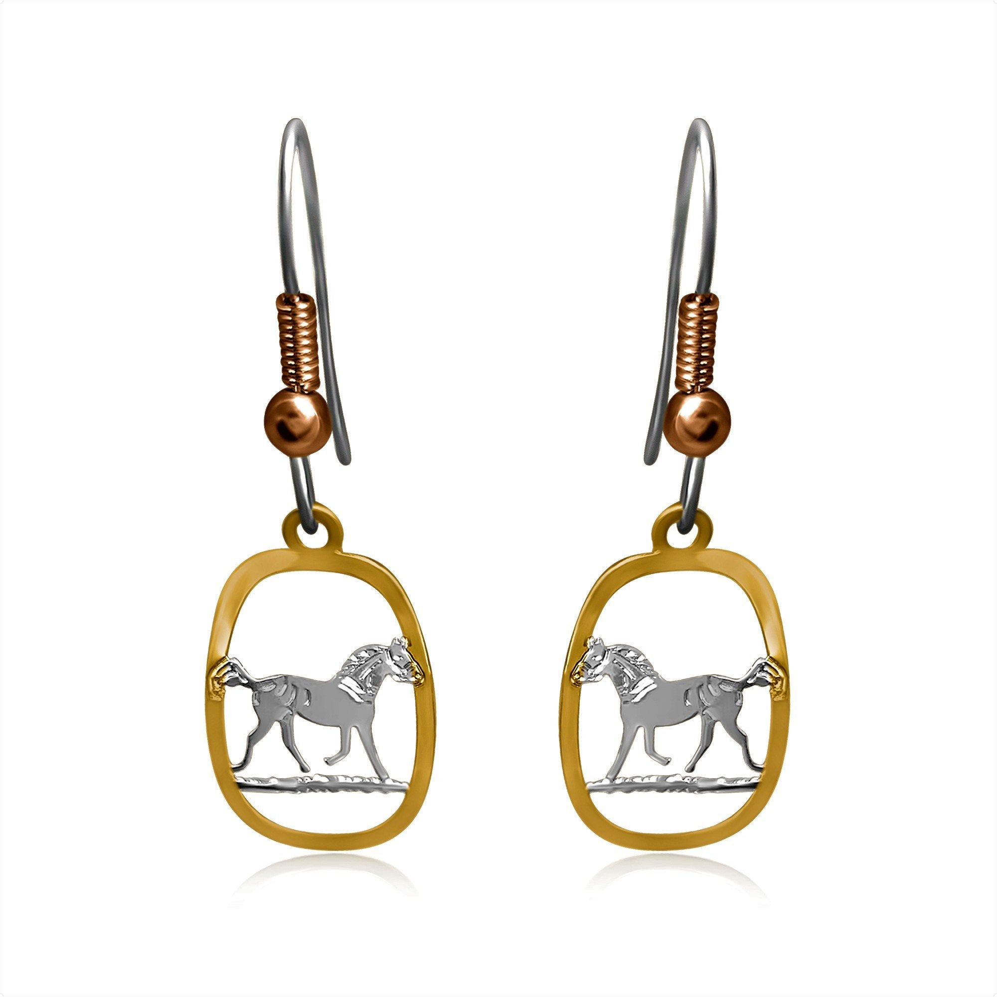 Horse silver and gold tiny earrings