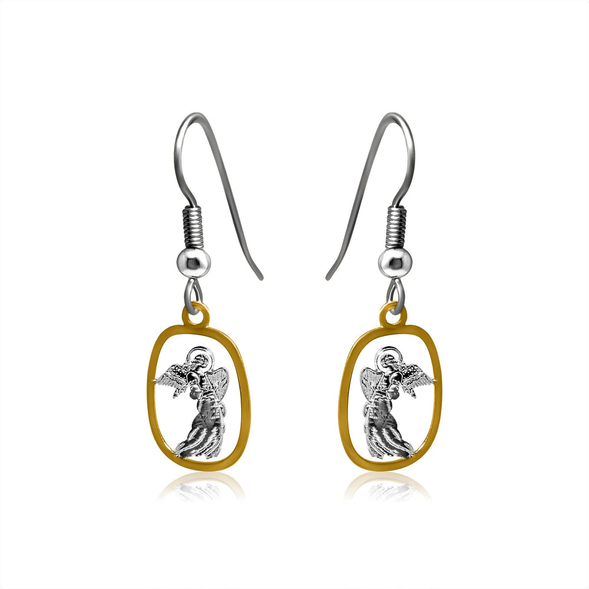 Angel design silver and gold tiny earrings