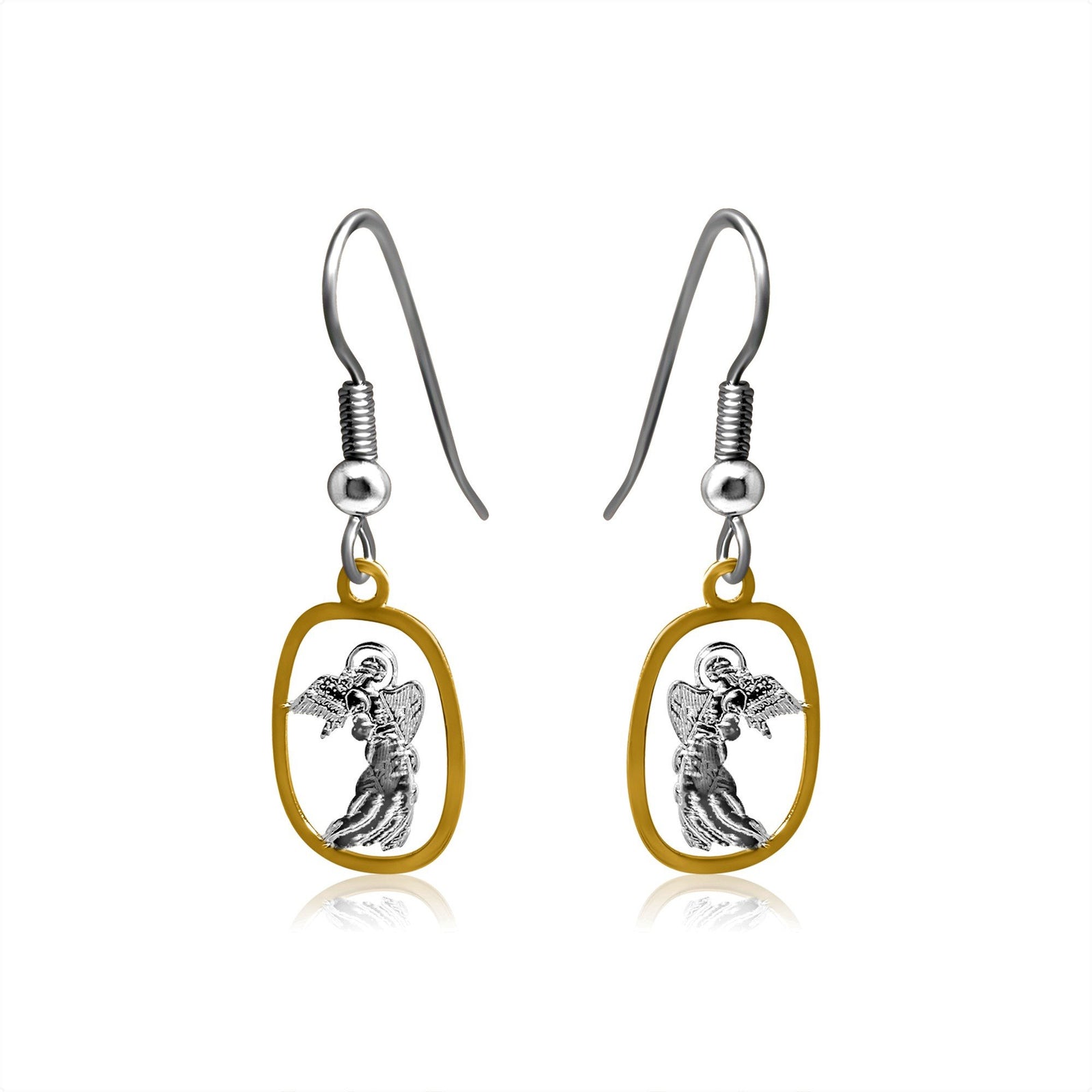 Angel design silver and gold tiny earrings