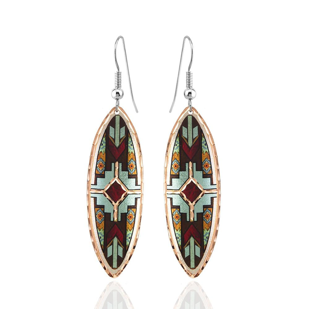 Southwestern long design earrings