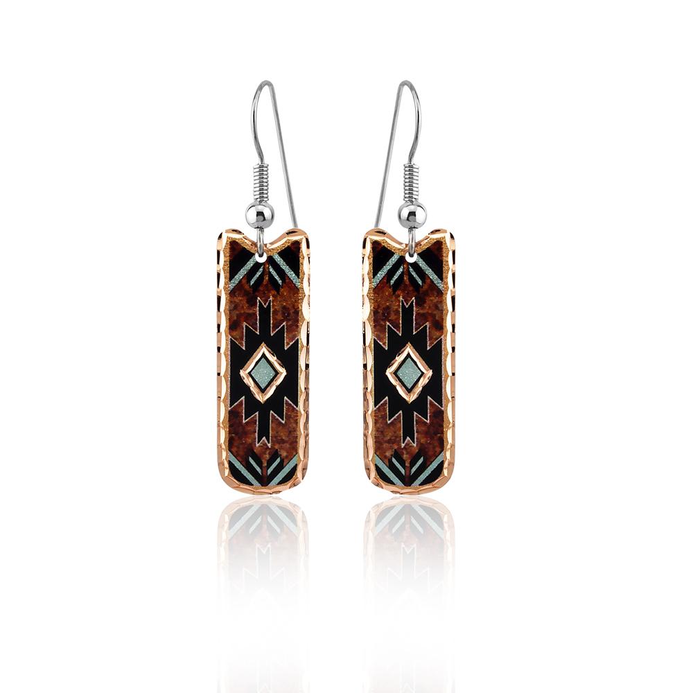 Brown and turquoise western earrings