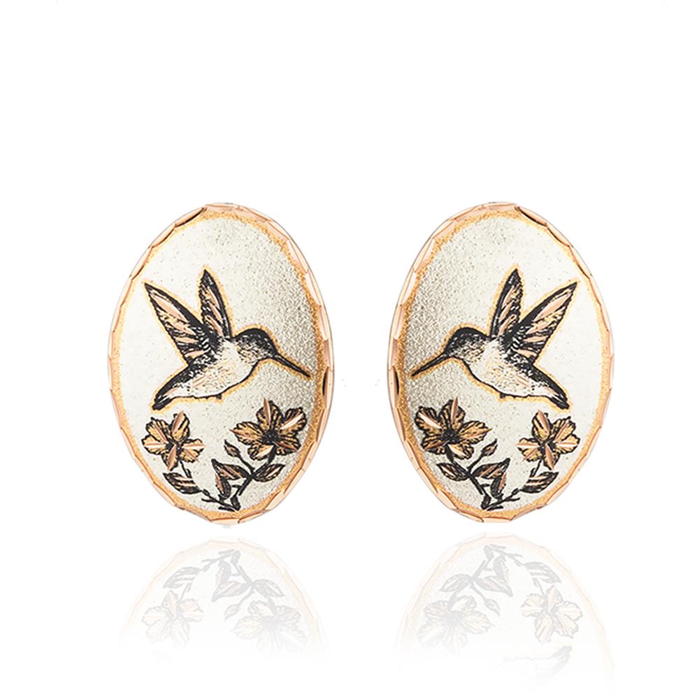 Humming bird design stud earrings
