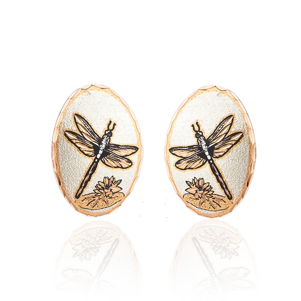 Dragonfly design stud earrings