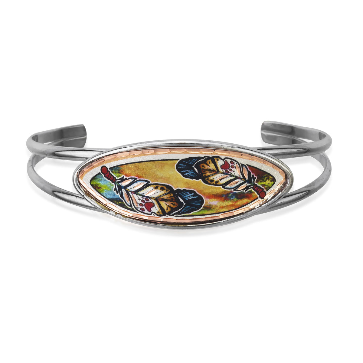 Wolf paw on feather design bracelet