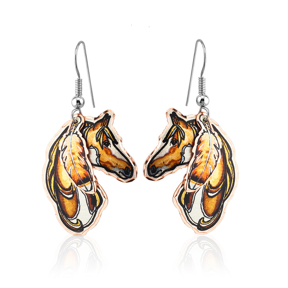 Horse with feather earrings