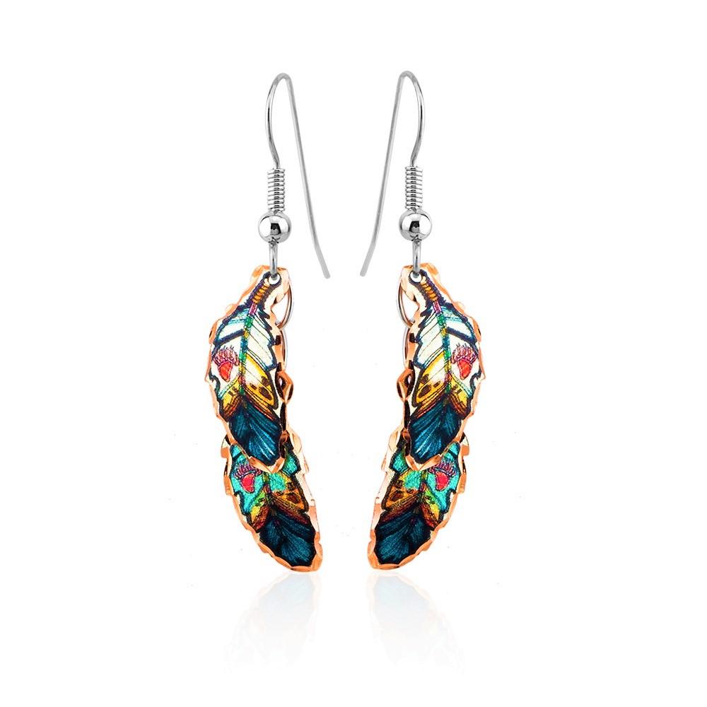 Feather design earrings