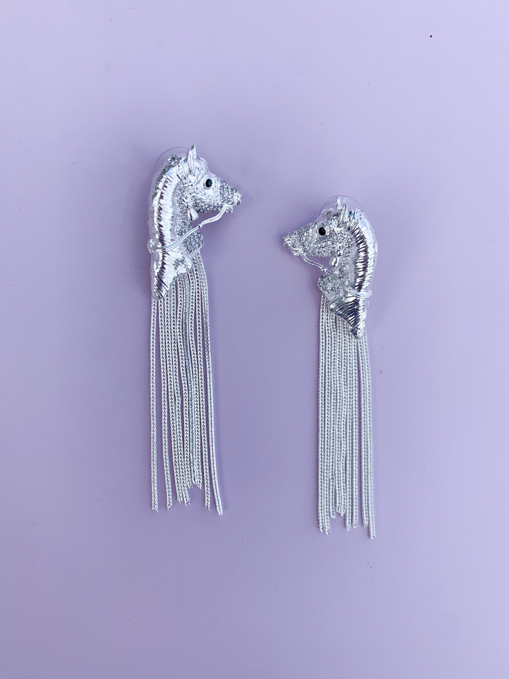 Horse earrings with tassel
