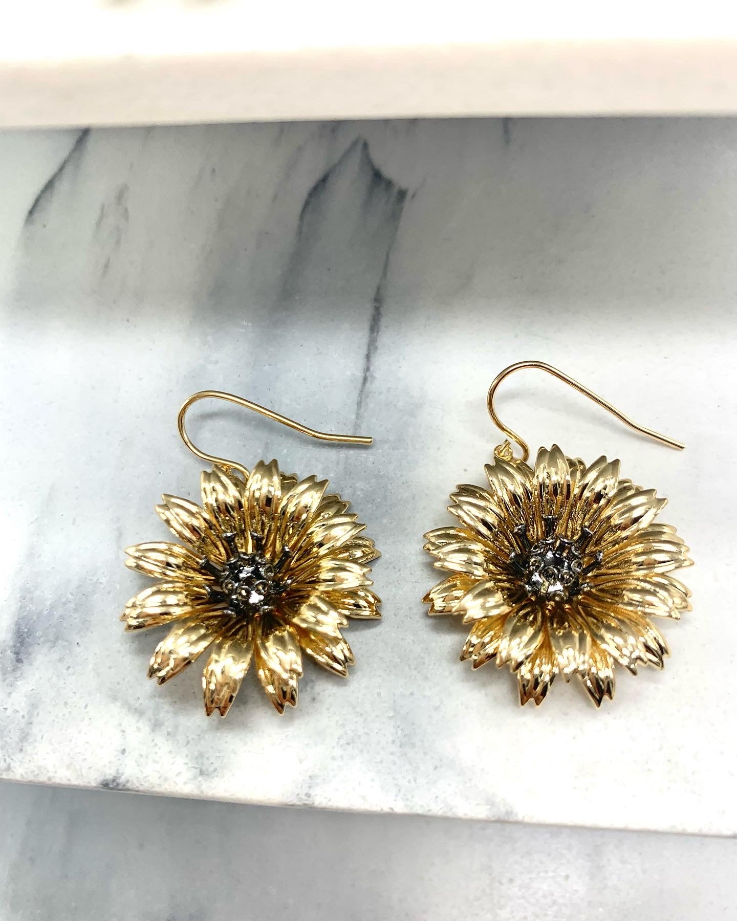 Sunflower gold color handmade earrings