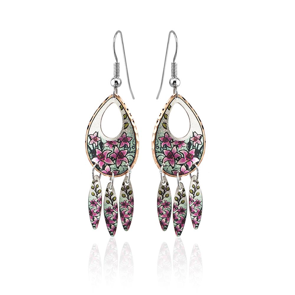 Pink Flower Dangle Earrings